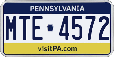 PA license plate MTE4572