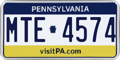 PA license plate MTE4574