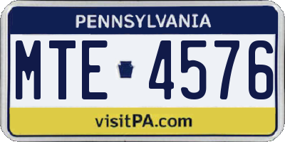 PA license plate MTE4576