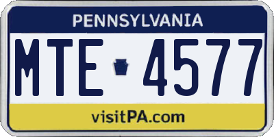 PA license plate MTE4577