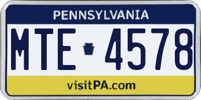 PA license plate MTE4578