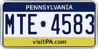 PA license plate MTE4583