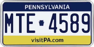 PA license plate MTE4589