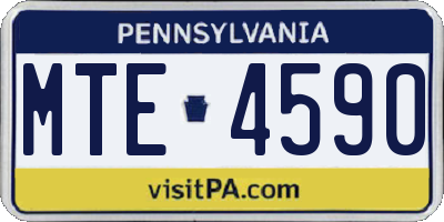 PA license plate MTE4590