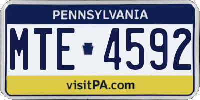 PA license plate MTE4592