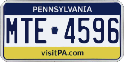 PA license plate MTE4596