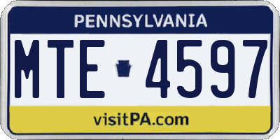 PA license plate MTE4597
