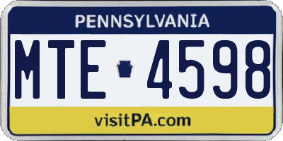 PA license plate MTE4598