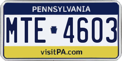 PA license plate MTE4603