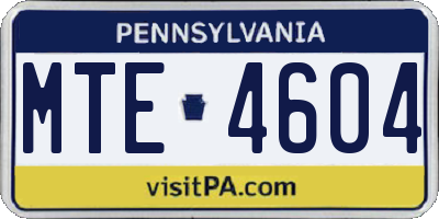 PA license plate MTE4604