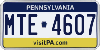 PA license plate MTE4607