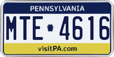 PA license plate MTE4616