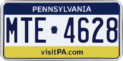PA license plate MTE4628
