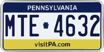 PA license plate MTE4632