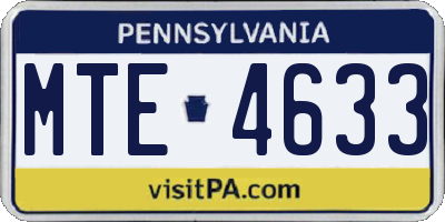 PA license plate MTE4633