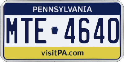 PA license plate MTE4640