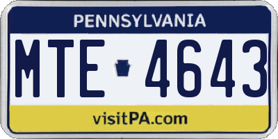 PA license plate MTE4643