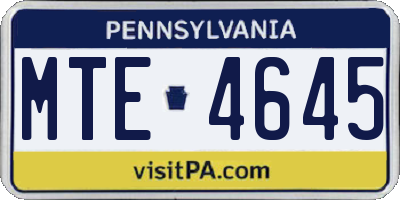 PA license plate MTE4645