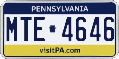PA license plate MTE4646