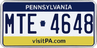 PA license plate MTE4648