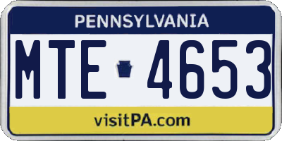 PA license plate MTE4653