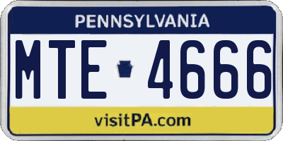 PA license plate MTE4666