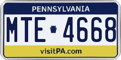 PA license plate MTE4668
