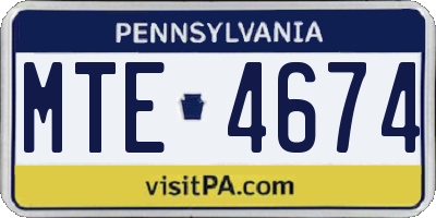 PA license plate MTE4674