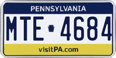 PA license plate MTE4684
