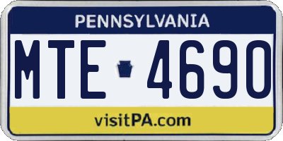 PA license plate MTE4690