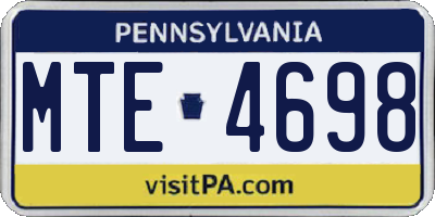 PA license plate MTE4698
