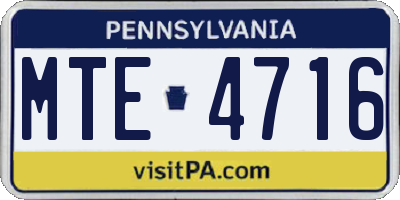 PA license plate MTE4716