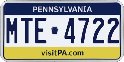 PA license plate MTE4722