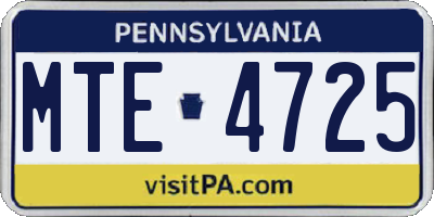 PA license plate MTE4725