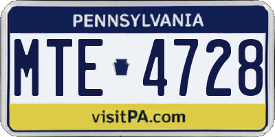 PA license plate MTE4728
