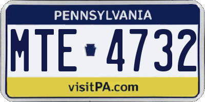 PA license plate MTE4732
