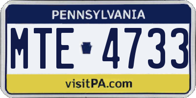 PA license plate MTE4733