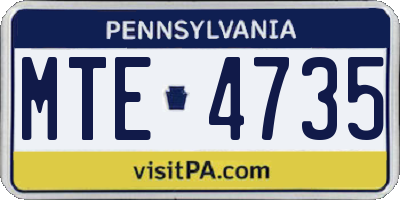 PA license plate MTE4735