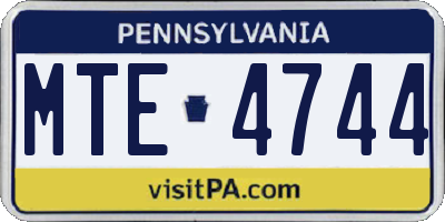 PA license plate MTE4744