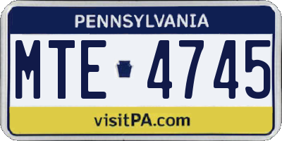 PA license plate MTE4745