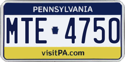 PA license plate MTE4750