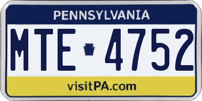 PA license plate MTE4752