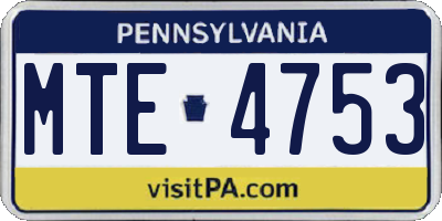 PA license plate MTE4753