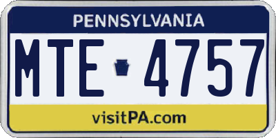 PA license plate MTE4757