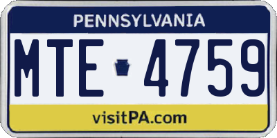 PA license plate MTE4759