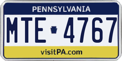 PA license plate MTE4767