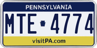 PA license plate MTE4774