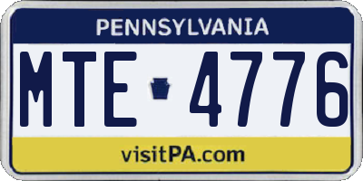 PA license plate MTE4776