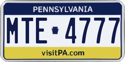 PA license plate MTE4777