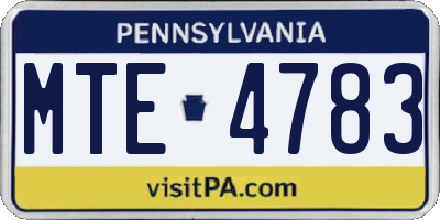 PA license plate MTE4783